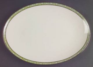 Lenox China Adrienne 13 Oval Serving Platter, Fine China Dinnerware   Green Ban