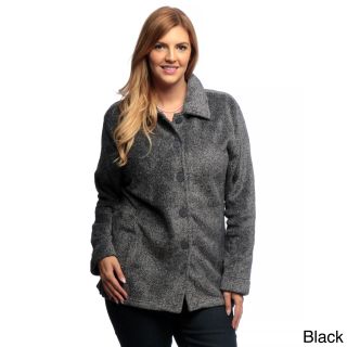 La Cera La Cera Womens Plus Size Luxury Plush Heather Fleece Jacket Black Size 1X (14W  16W)