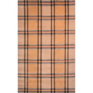 Hand knotted Lexington Beige Plaid Indoor Wool Rug (76 X 96)
