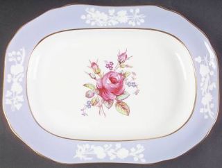 Spode Maritime Rose Blue (Scalloped) 12 Oval Serving Platter, Fine China Dinner