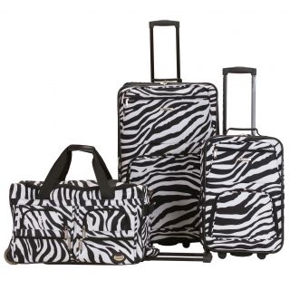Rockland Deluxe Zebra Perfect Combination 3 piece Expandable Luggage Set