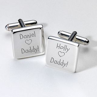 personalised heart father's day cufflinks by sleepyheads