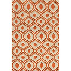 Hand Tufted Modern Waves Orange Polyester Rug (8 X 10)