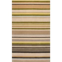 Harlequin Hand tufted Beige Opaque Striped Wool Rug (5 X 8)