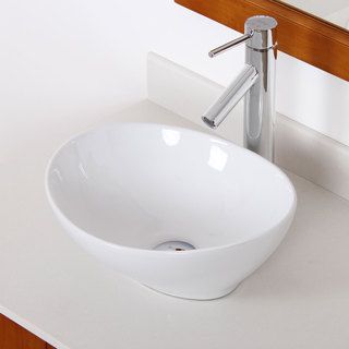 Elite High Temperature Ceramic Oval Bathroom Sink/ Faucet Combo 80892659C Elite Bathroom Sinks