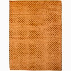 Handwoven Red/orange Mandara New Zealand Wool Rug (79 X 106)
