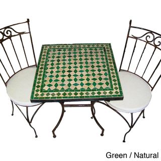 Iron Mosaic Square Table and Chair Set (Morocco) Patio Tables