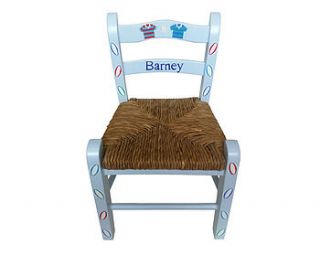 child's rugby hand painted wooden chair by bunny bee
