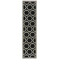 Safavieh Geometric Handwoven Moroccan Dhurrie Black/ Ivory Wool Rug (26 X 12)