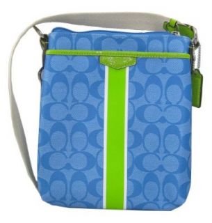 Coach Signature Stripe Swingpack Crossbody Bag Purse Handbag Blue / Green F51265 Shoes