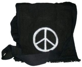 Authentic Soul 100% Pure Organic Hemp Peace Sign Hand Bag Purse. Black. One Size. Shoes