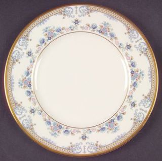 Minton Avonlea Salad Plate, Fine China Dinnerware   Pastel Flowers,Blue Scrolls