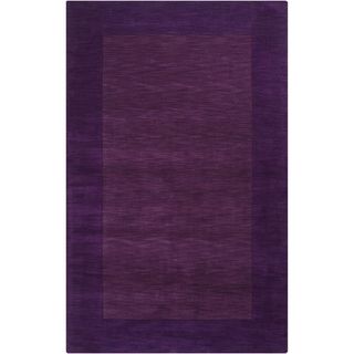 Hand crafted Purple Tone on tone Bordered Groves Wool Rug (2 X 3)