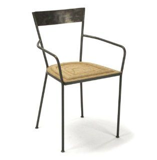Shop Klaas Industrial Modern Raw Steel Burlap Seat Dining Arm Chair at the  Furniture Store