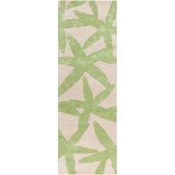 Somerset Bay Hand tufted Bacelot Bay Green Beach Inspired Abstract Wool Rug (26 X 8)
