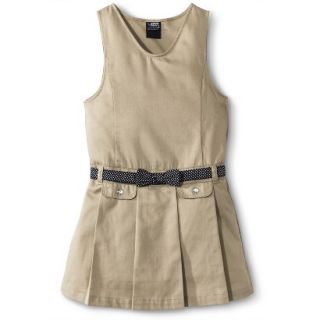 French Toast Girls School Uniform Pleated Jumper w/ Polka Dot Belt   Khaki 14