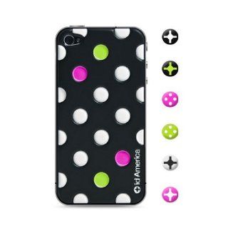id America CSI404 BLK Cushi Dot 3D Padded Skin for iPhone 4/4S   1 Pack   Retail Packaging   Black Cell Phones & Accessories