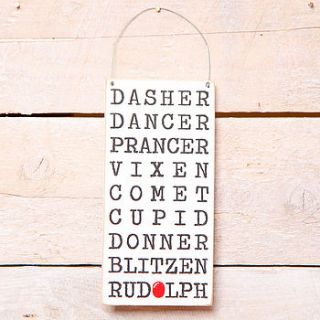 christmas reindeer name sign decoration by red berry apple
