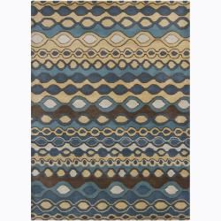 Hand tufted Blue Mandara Abstract Wool Rug (7 X 10)