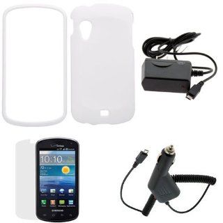 GTMax 4pc Accessory Bundle Kit for Verizon Samsung? Stratosphere SCH I405   Combo Set Includes Hard Rubberized White Snap On Protective Cover Case + Clear LCD Screen Protector + Micro USB Rapid Car & Home Wall Travel Chargers Cell Phones & Access