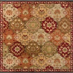 Hand tufted Red Alum Wool Rug (6 Square)
