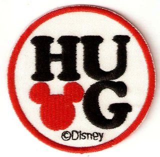 Mickey Mouse HUG   Red Mickey Ears Disney Embroidered Iron On / Sew On Patch 