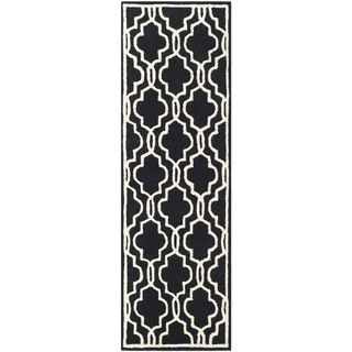 Safavieh Handmade Cambridge Moroccan Black/ivory Wool Rug (26 X 8)
