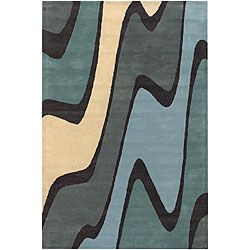 Contemporary Hand tufted Mandara Multicolor Wool Rug (79 X 106)