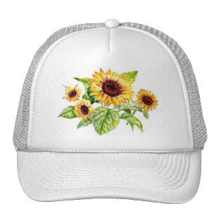Hat, Sunflower Bouquet Drawing