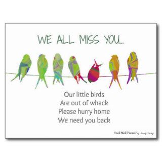 We All Miss You Poem Kids Post Cards