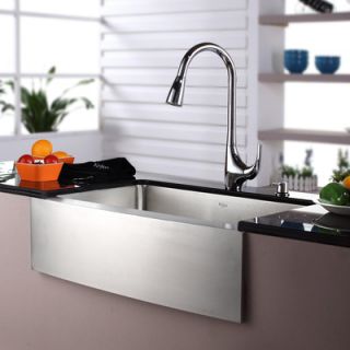 Kraus 27 x 16 Farmhouse Single Bowl Kitchen Sink with Faucet and