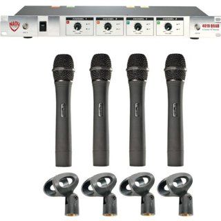 401 Quad 4 Channel Professional VHF Wireless Hand Held Microphone System   Frequencies A/B/D/N, 171.905MHz, 185.15MHz, 209.15MHz, 197.15MHz Musical Instruments