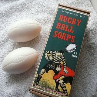 rugby ball soap gift set by monty's vintage shop