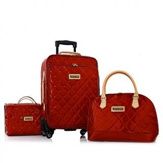 Joy & IMAN 4 piece Iconic Quilted Patent Luggage Set with Handbag