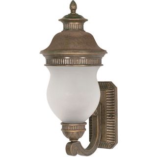 Luxor Platinum Gold With Satin Frosted Glass 2 light Arm Up Wall Sconce