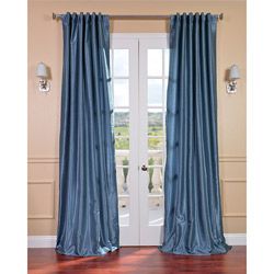 Provencial Blue Vintage Faux Dupioni Silk Curtain Panel