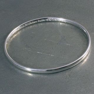 personalised women's silver bangle by hersey silversmiths
