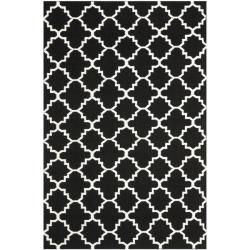 Moroccan Dhurrie Transitional Black/ivory Wool Rug (6 X 9)