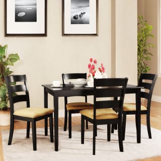 Wilmington Black Ladder Back Cushioned 5 piece Dining Set