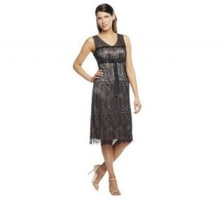G.I.L.I. Fully Lined Lace Dress with Grosgrain Ribbon Detail —