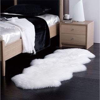 Nuloom Alexa Double Natural Soft Sheepskin / Wool Shag Runner