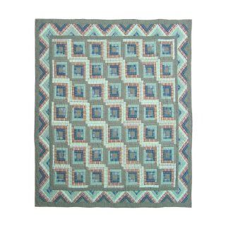 Patch Magic Queen Green Log Cabin Quilt, 85 Inch by 95 Inch  