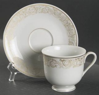 Haviland Esterel Footed Cup & Saucer Set, Fine China Dinnerware   Scrolls & Flow