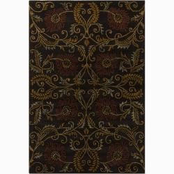 Hand tufted Mandara Brown Floral New Zealand Wool Area Rug (5 X 76)