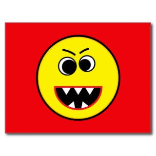 Scary Evil Yellow Smiley Emoticon Postcards