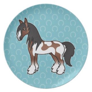 Brown Pinto Cartoon Gypsy Vanner Shire Clydesdale Plate