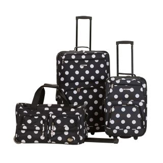 Rockland Perfect Ensemble Black Dot 3 piece Expandable Luggage Set