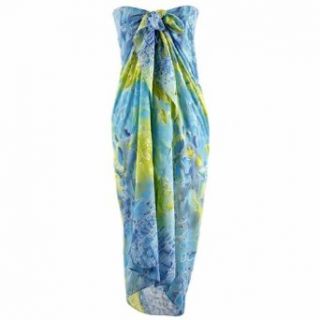 Luxury Divas Blue & Green Splash Print Long Beach Pareo Sarong Wrap Shawl Clothing