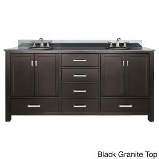 Avanity Modero 72 inch Double Vanity In Espresso Finish With Dual Sinks And Top