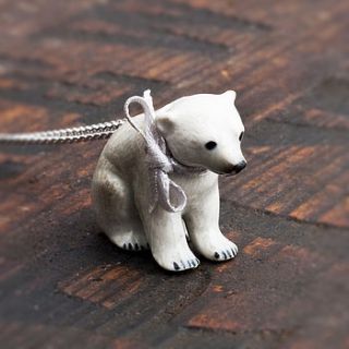 hand painted porcelain polar bear necklace by bloom boutique